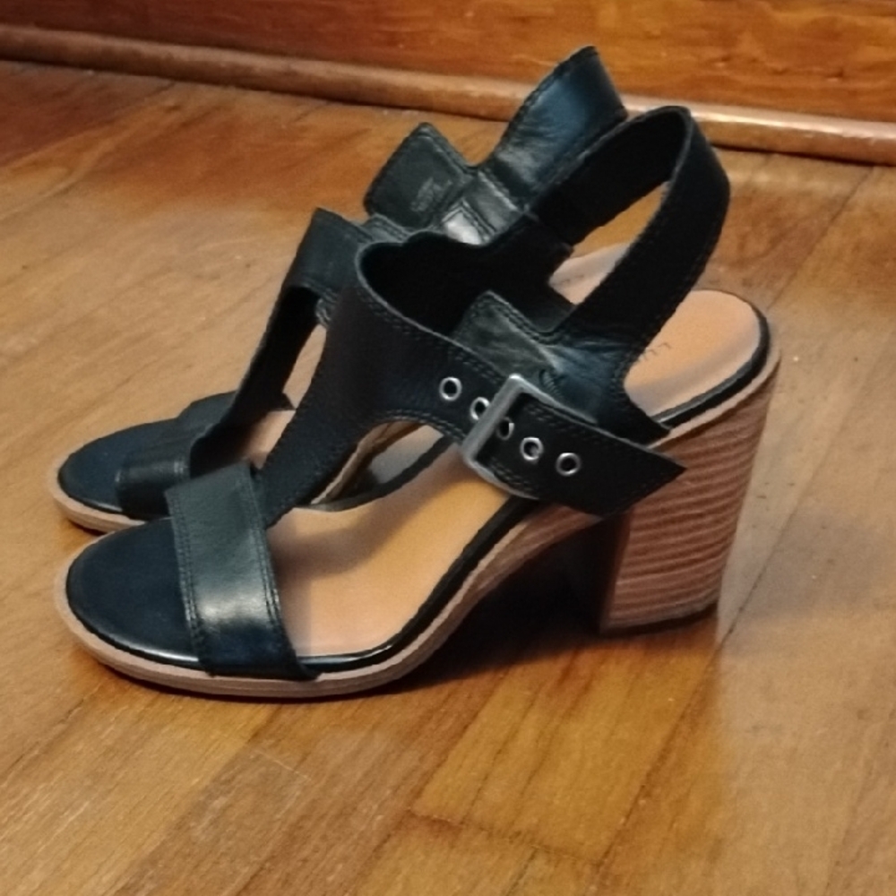 Black Leather Women's Sandals